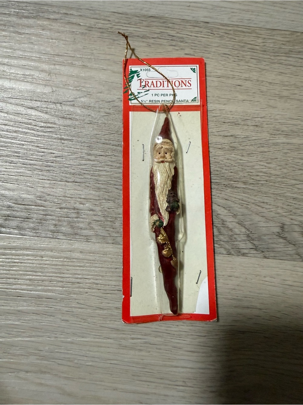 Vintage Pencil Santa Resin 5.5" Traditions New Ornament